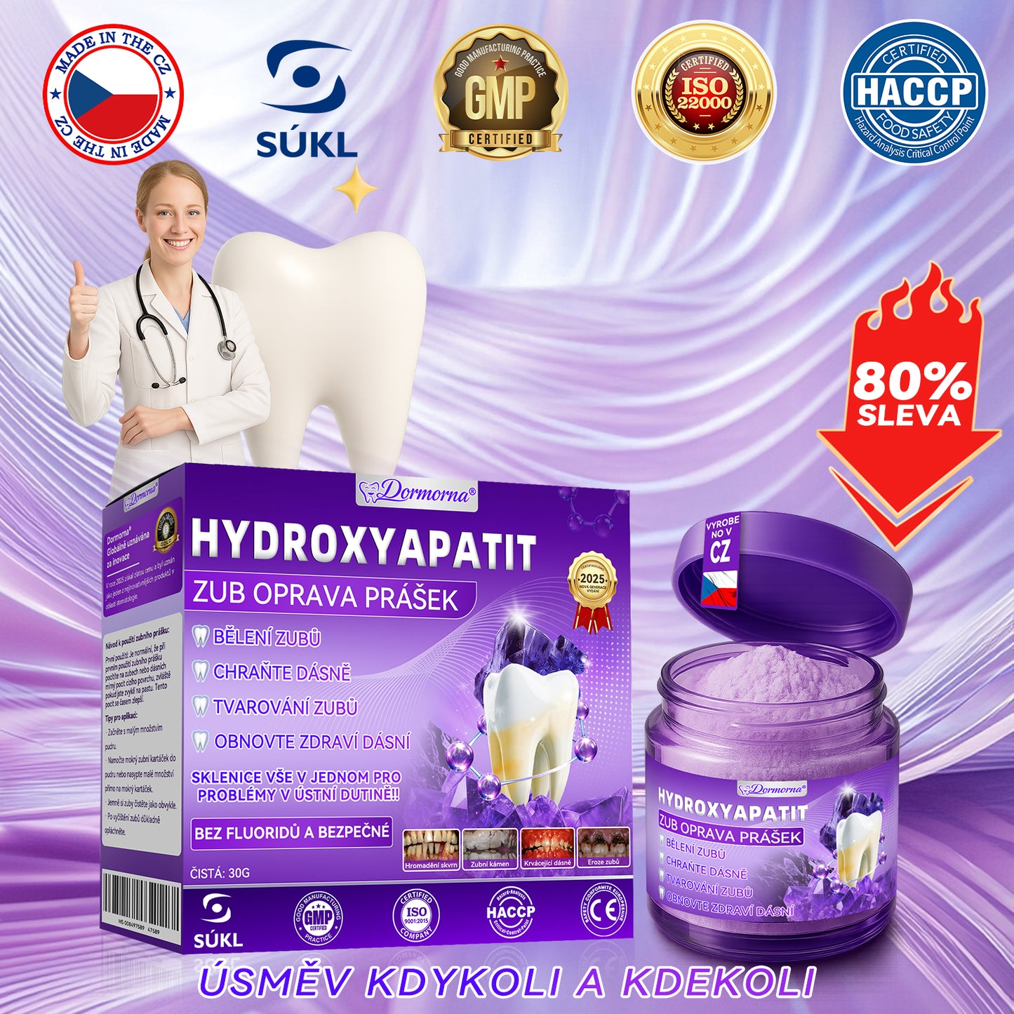 𝑫𝒐𝒓𝒎𝒐𝒓𝒏𝒂® Hydroxyapatit Zub Oprava Prášek✅Účinně léčí zubní kaz, problémy s dásněmi, citlivé zuby, afty a žluté zuby, zároveň zlepšuje celkové ústní zdraví.💎