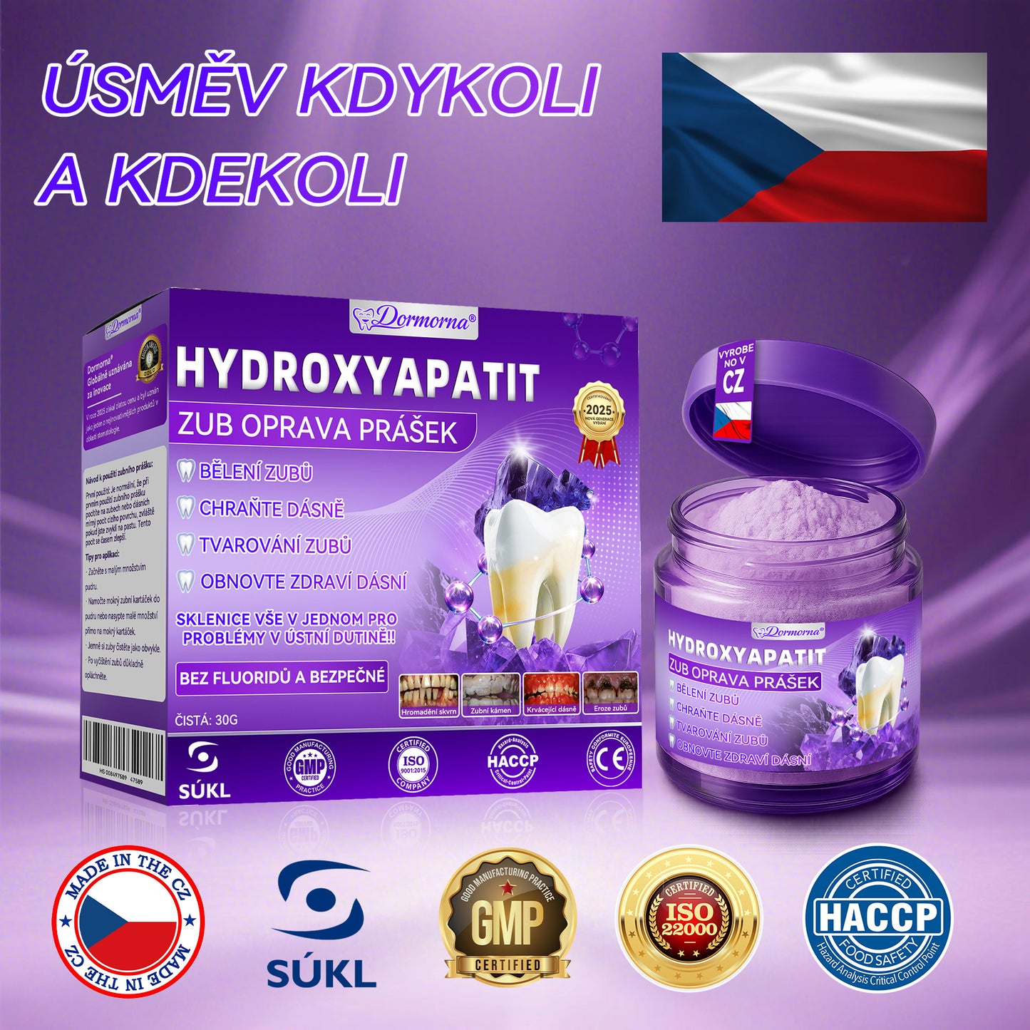 𝑫𝒐𝒓𝒎𝒐𝒓𝒏𝒂® Hydroxyapatit Zub Oprava Prášek✅Účinně léčí zubní kaz, problémy s dásněmi, citlivé zuby, afty a žluté zuby, zároveň zlepšuje celkové ústní zdraví.💎