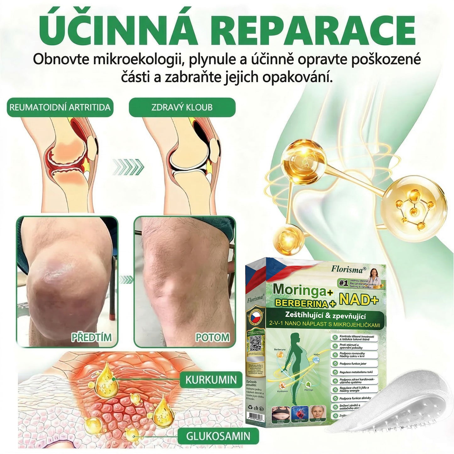【Poslední den akce – sleva 80 %】✅ Florisma® Moringa + Berberin + NAD+ 2v1✨ Pokročilá náplast s nano-mikrojehličkami📦 7 náplastí v balení · zásoba na 1 týden