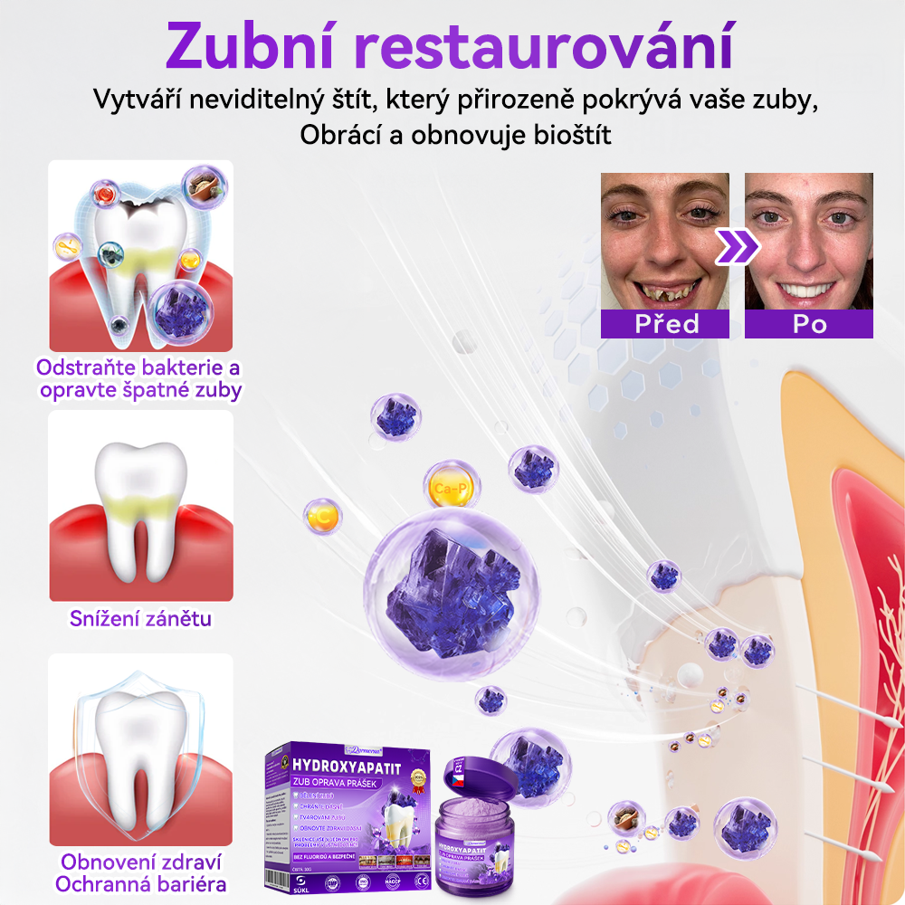 𝑫𝒐𝒓𝒎𝒐𝒓𝒏𝒂® Hydroxyapatit Zub Oprava Prášek✅Účinně léčí zubní kaz, problémy s dásněmi, citlivé zuby, afty a žluté zuby, zároveň zlepšuje celkové ústní zdraví.💎