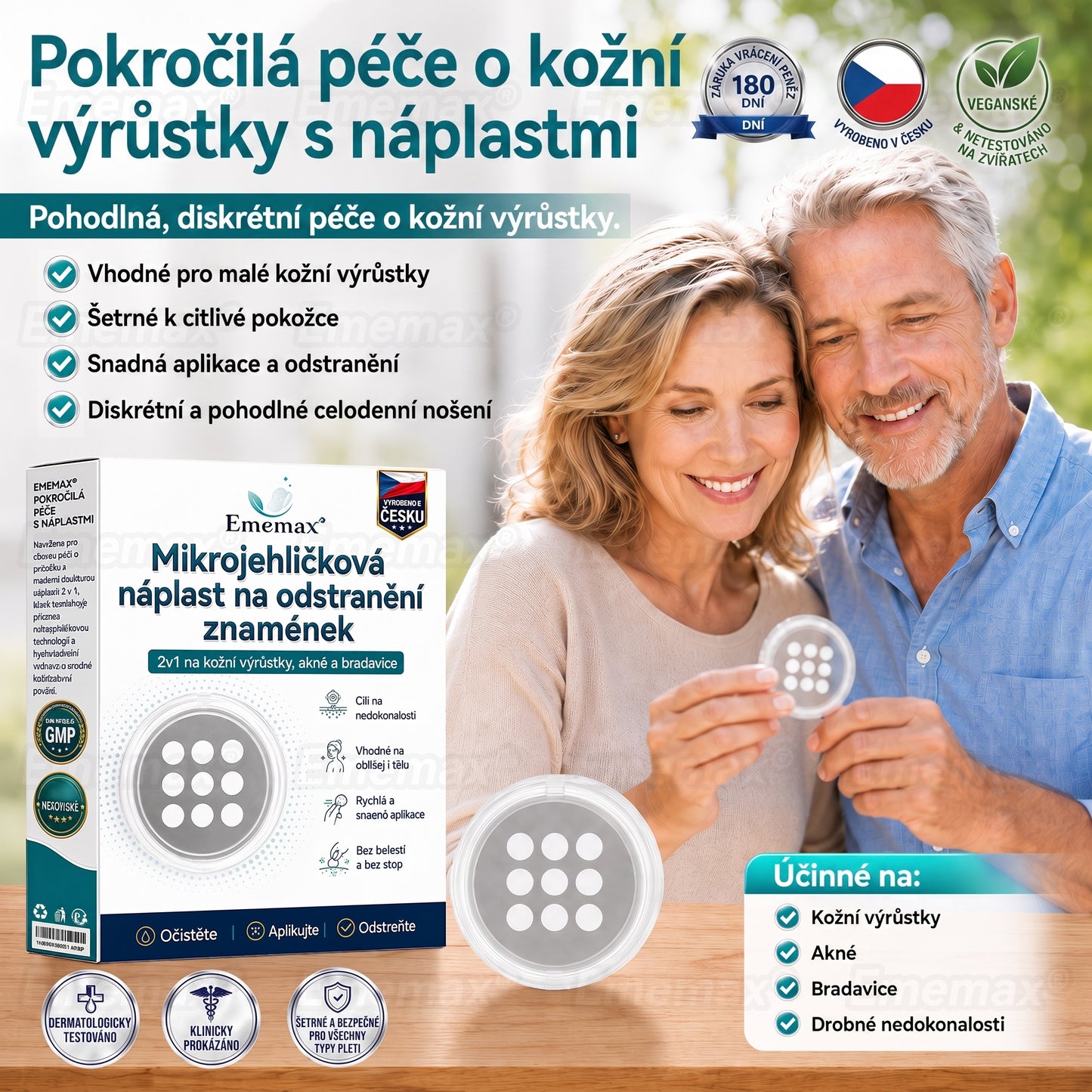 𝐄𝐦𝐞𝐦𝐚𝐱® 2v1 mikrojádrová a hydrokoloidní náplast na odstranění znamének (bez bolesti, bez jizev)🍁