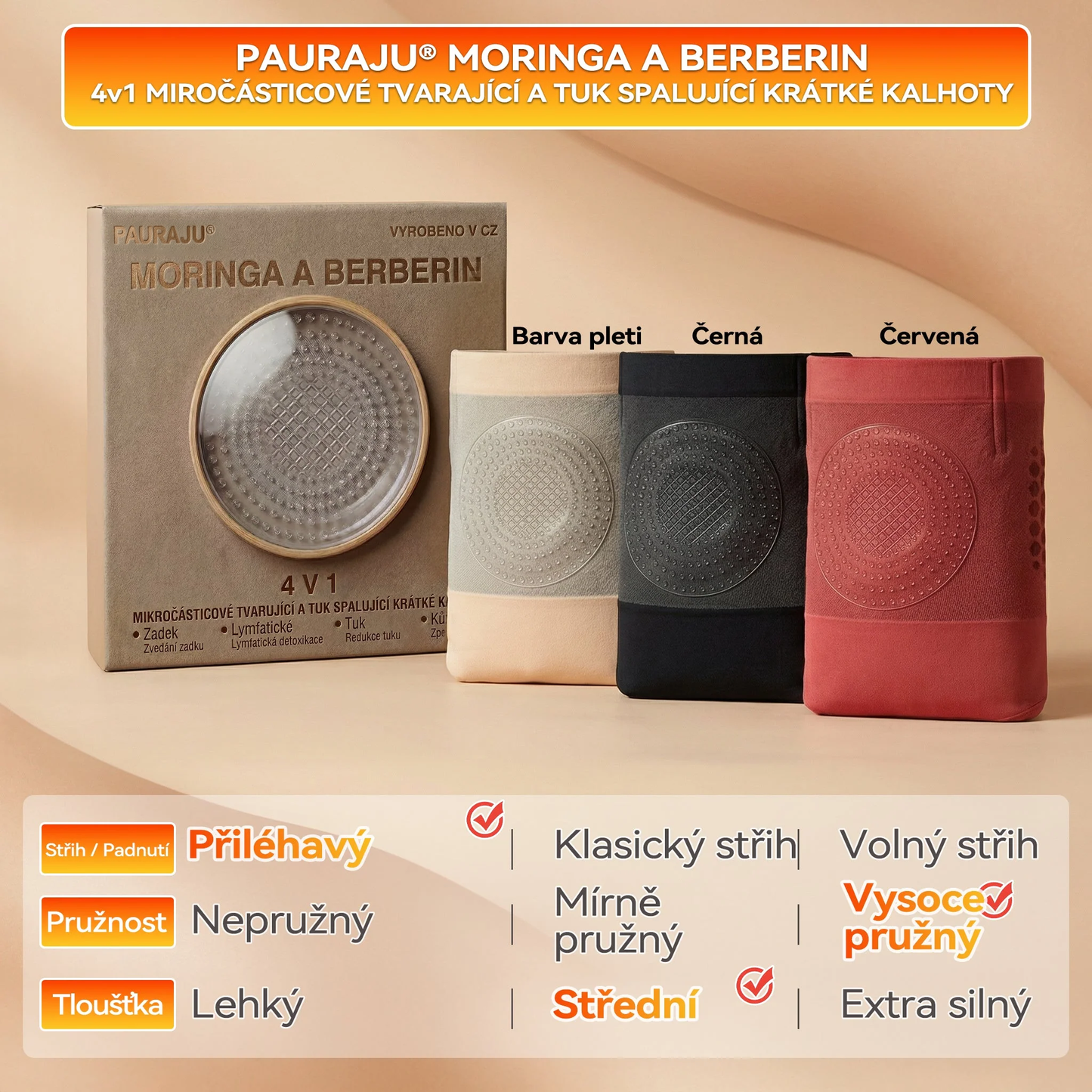 【Časově omezená akce –80%🎁】𝑷𝑨𝑈𝑅𝑨𝑱𝑼® MORINGA A BERBERIN 4v1 MIROČÁSTICOVÉ TVARAJÍCÍ A TUK SPALUJÍCÍ KRÁTKÉ KALHOTY🌿