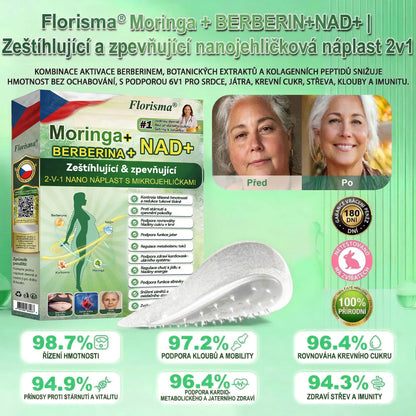 【Poslední den akce – sleva 80 %】✅ Florisma® Moringa + Berberin + NAD+ 2v1✨ Pokročilá náplast s nano-mikrojehličkami📦 7 náplastí v balení · zásoba na 1 týden
