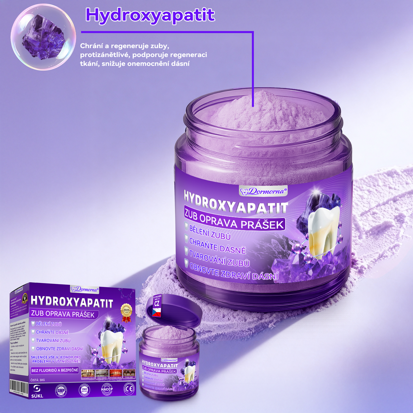 𝑫𝒐𝒓𝒎𝒐𝒓𝒏𝒂® Hydroxyapatit Zub Oprava Prášek✅Účinně léčí zubní kaz, problémy s dásněmi, citlivé zuby, afty a žluté zuby, zároveň zlepšuje celkové ústní zdraví.💎